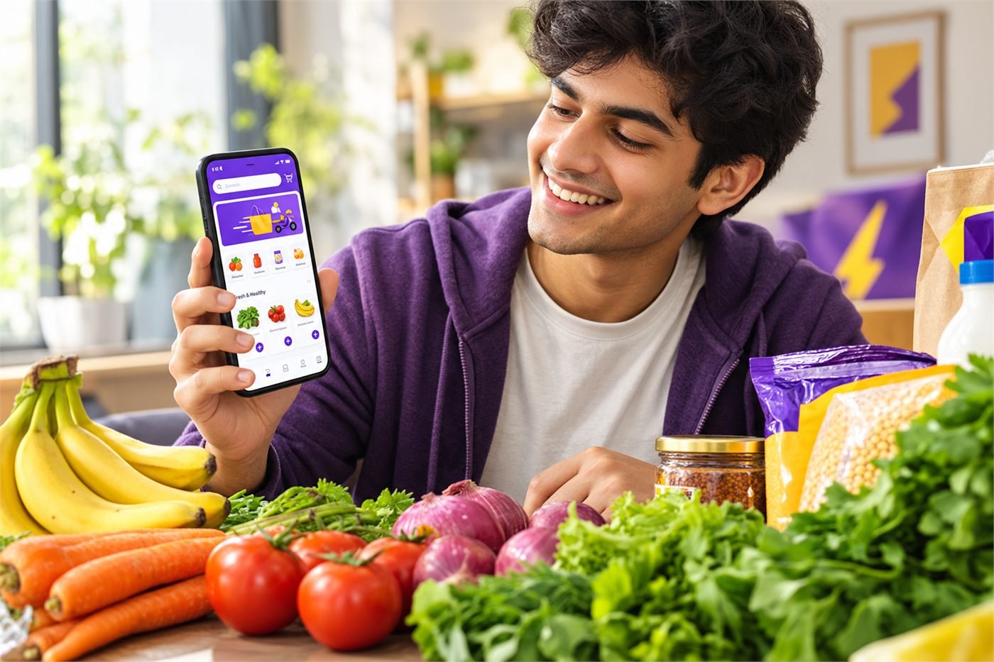 Zepto customer ordering groceries on app