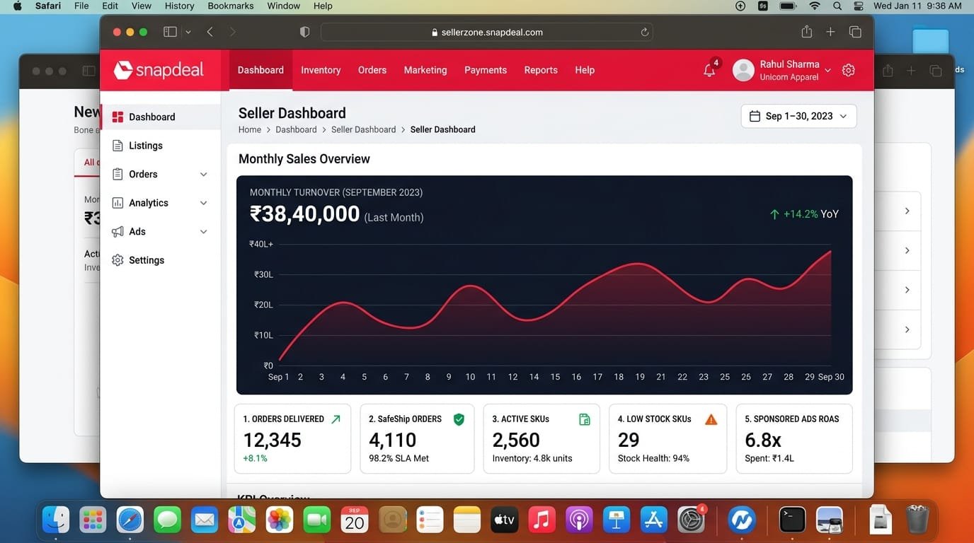 Snapdeal Seller Zone Dashboard Analytics