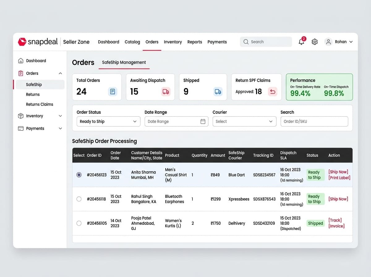 Snapdeal SafeShip Logistics & Order Management